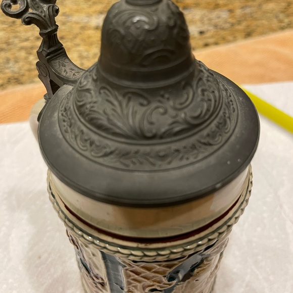German ceramic beer stein w/ pewter lid. Made in Germany numbered #213 #440 - Picture 13 of 16